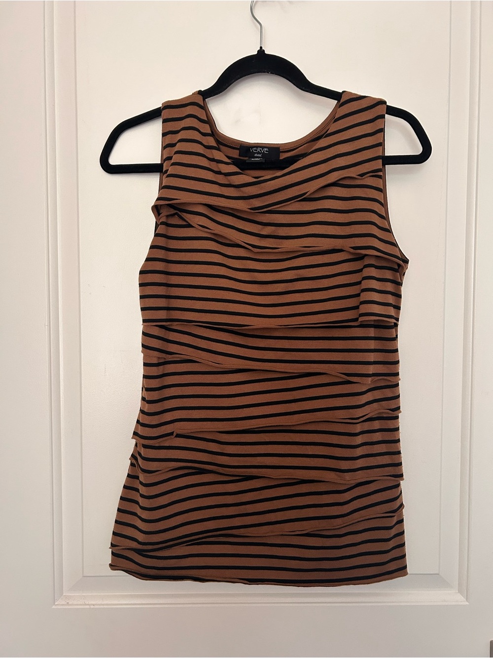 Verve Ami Brown and Black Striped Tank Top